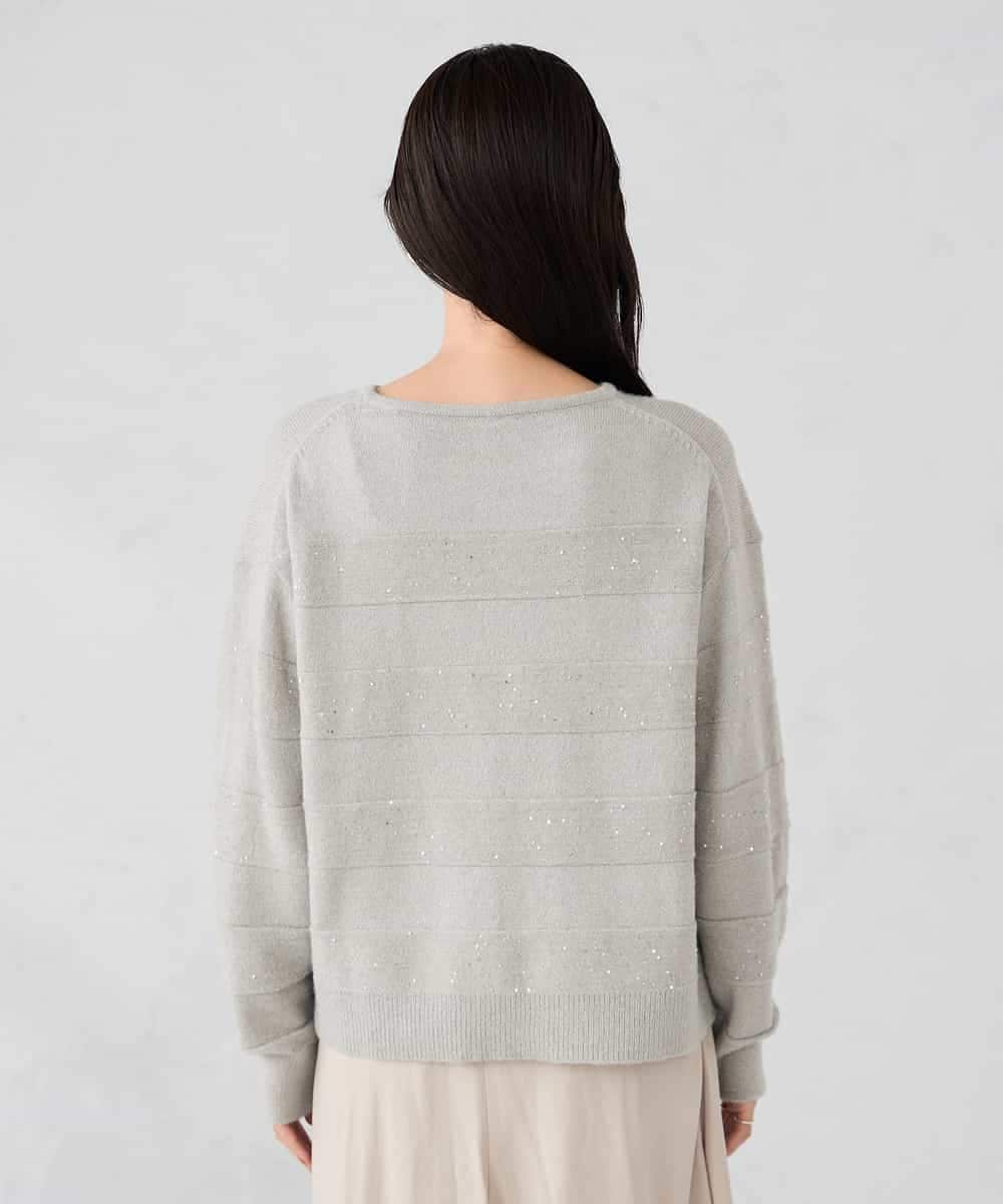 K2FBD35049 a.v.v(アー・ヴェ・ヴェ) スパンコールボーダーニット ピンク