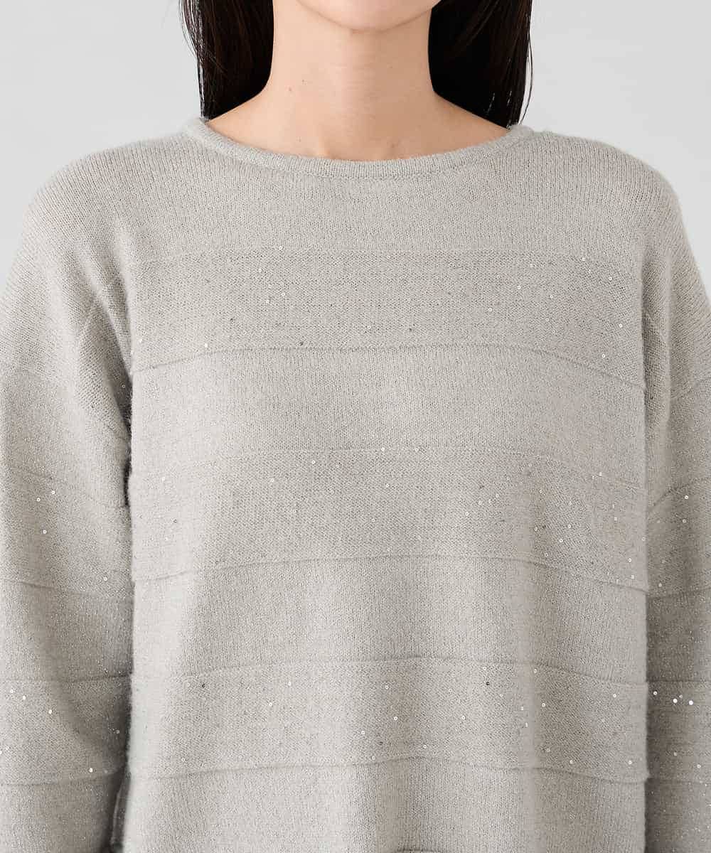 K2FBD35049 a.v.v(アー・ヴェ・ヴェ) スパンコールボーダーニット ピンク