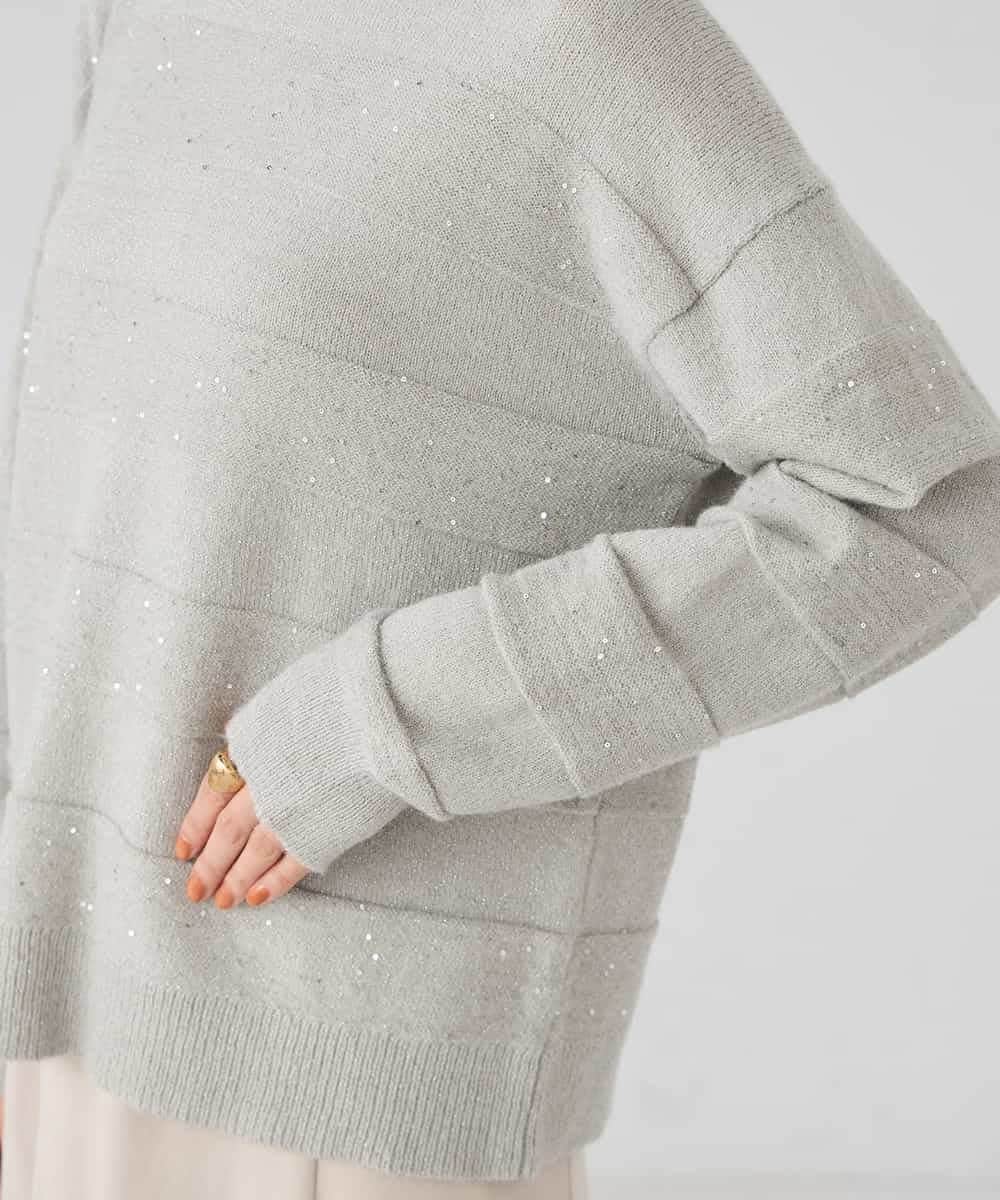 K2FBD35049 a.v.v(アー・ヴェ・ヴェ) スパンコールボーダーニット ピンク