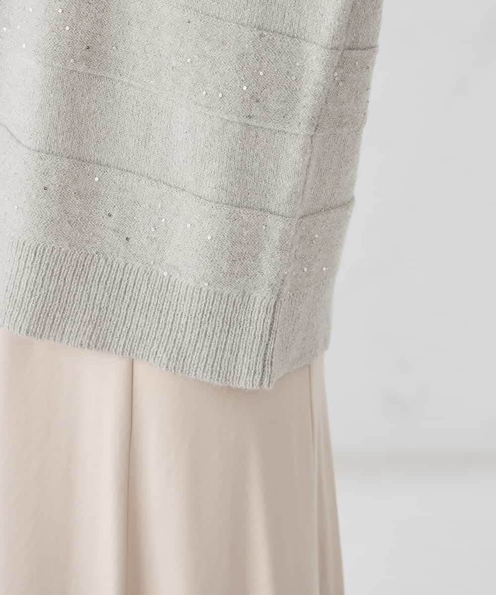 K2FBD35049 a.v.v(アー・ヴェ・ヴェ) スパンコールボーダーニット ピンク