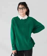 K2FBD36049 a.v.v(アー・ヴェ・ヴェ) ケーブル求心風ニット グリーン