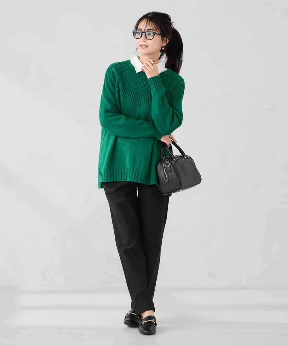 K2FBD36049 a.v.v(アー・ヴェ・ヴェ) ケーブル求心風ニット グリーン