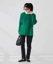 K2FBD36049 a.v.v(アー・ヴェ・ヴェ) ケーブル求心風ニット グリーン