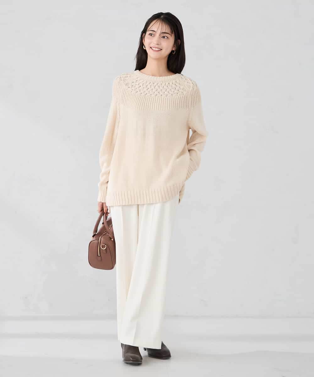 K2FBD36049 a.v.v(アー・ヴェ・ヴェ) ケーブル求心風ニット グリーン