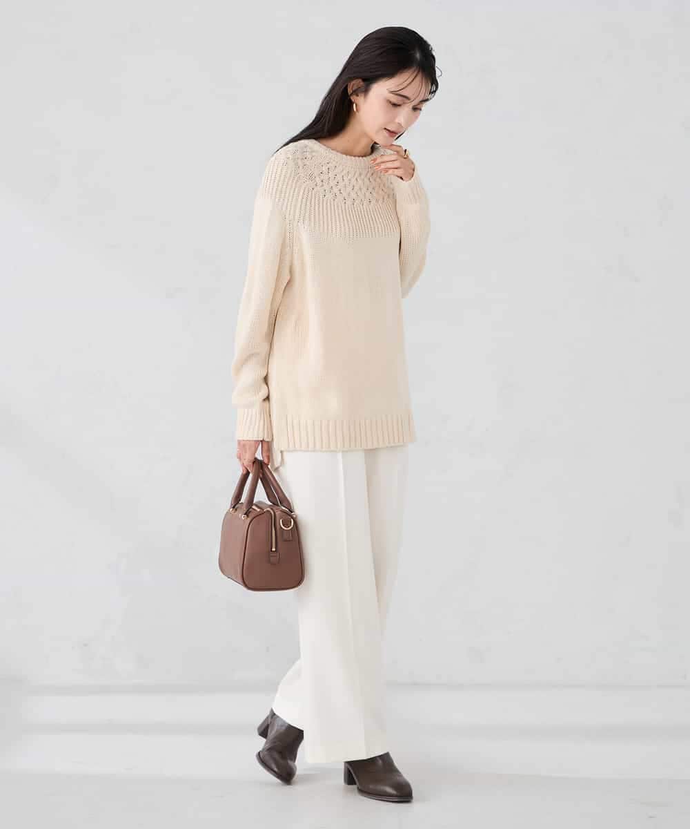 K2FBD36049 a.v.v(アー・ヴェ・ヴェ) ケーブル求心風ニット グリーン