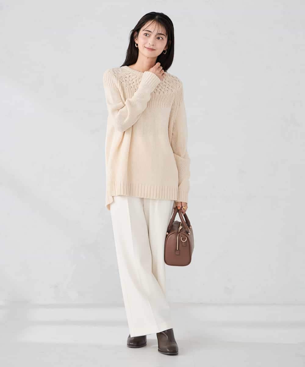 K2FBD36049 a.v.v(アー・ヴェ・ヴェ) ケーブル求心風ニット グリーン