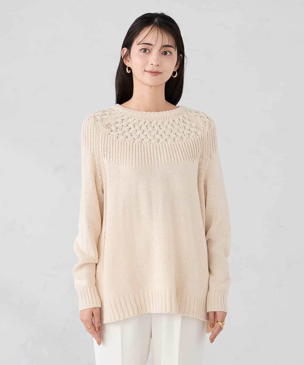 K2FBD36049 a.v.v(アー・ヴェ・ヴェ) ケーブル求心風ニット グリーン