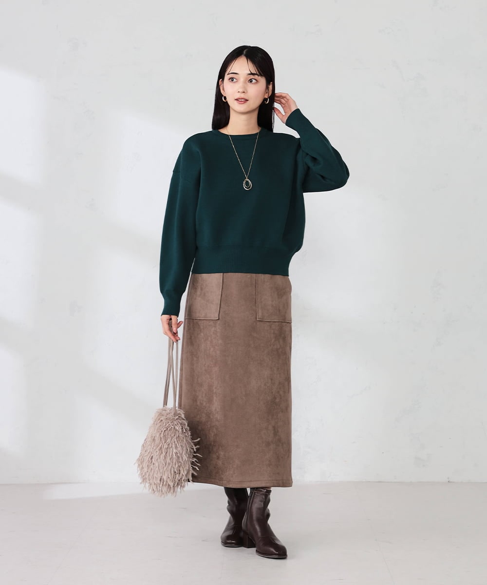 K2FBD42044 a.v.v(アー・ヴェ・ヴェ) クロップドスウェットライクニット グリーン