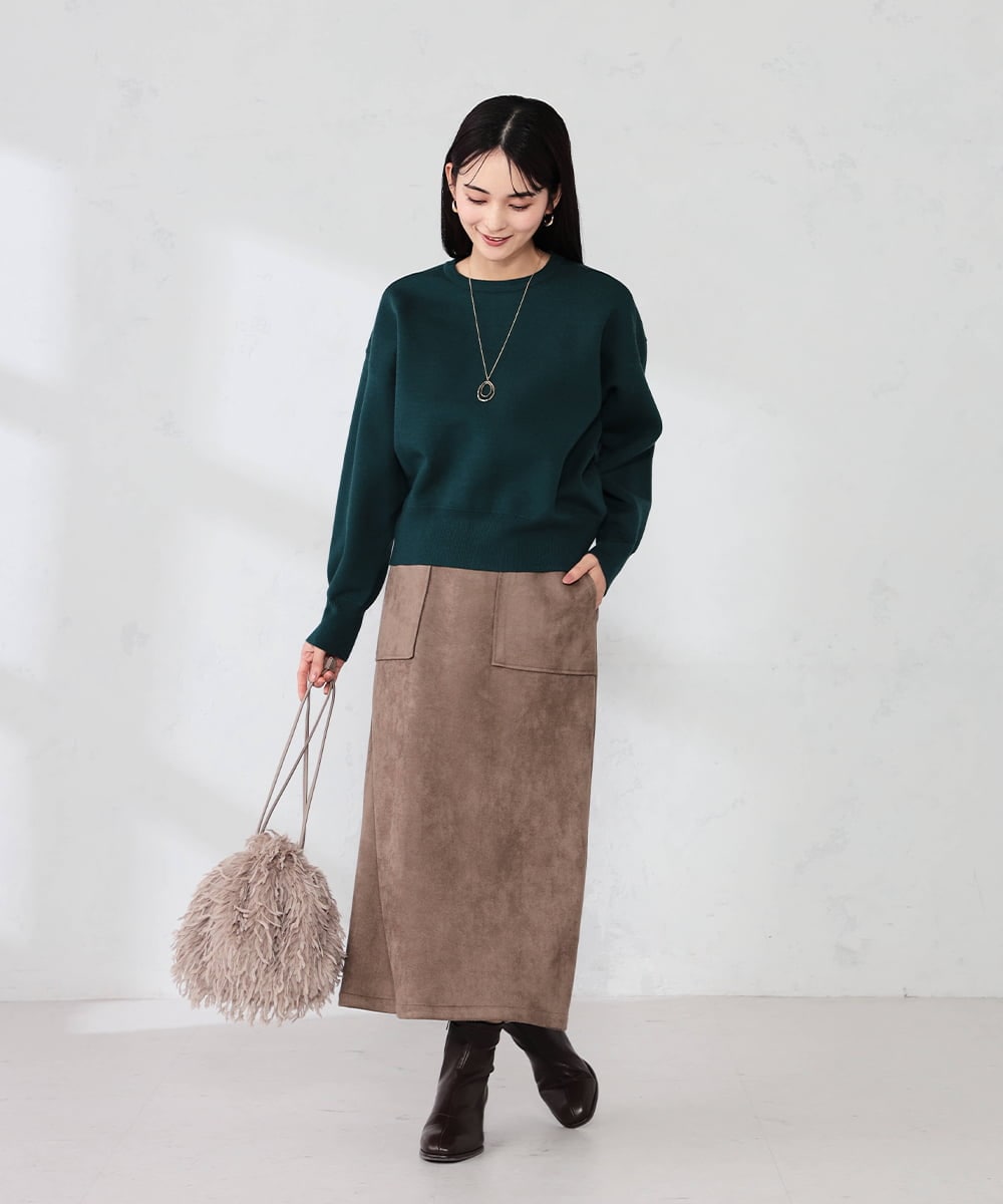 K2FBD42044 a.v.v(アー・ヴェ・ヴェ) クロップドスウェットライクニット グリーン