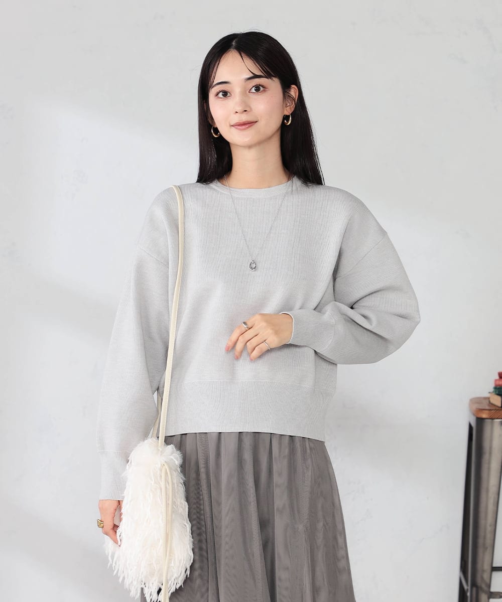 K2FBD42044 a.v.v(アー・ヴェ・ヴェ) クロップドスウェットライクニット グリーン