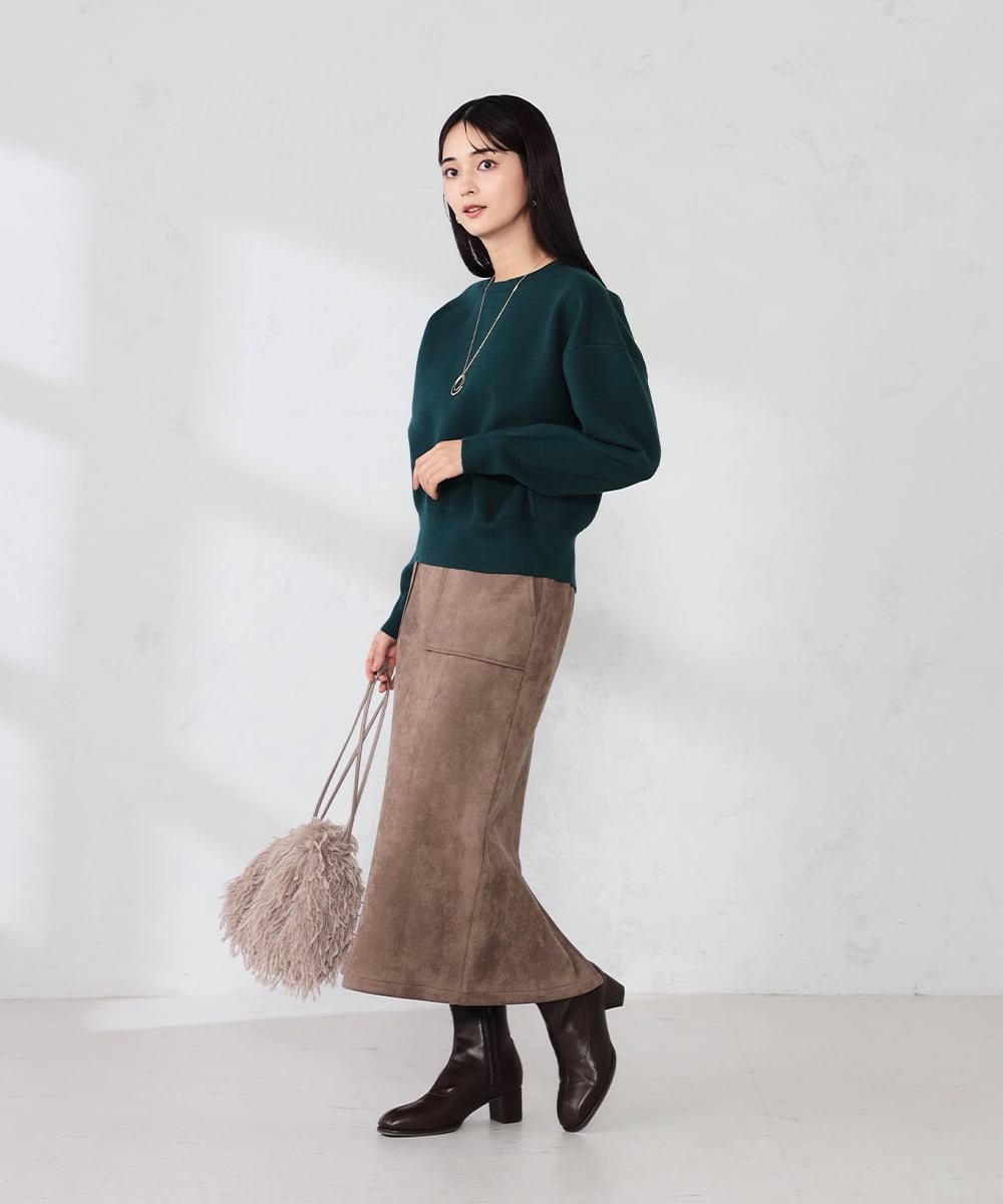 K2FBD42044 a.v.v(アー・ヴェ・ヴェ) クロップドスウェットライクニット グリーン