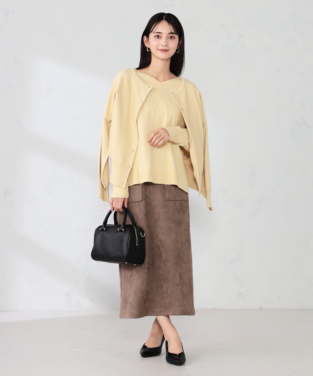 K2FBD66044 a.v.v(アー・ヴェ・ヴェ) サイドリブVネックニット オレンジ