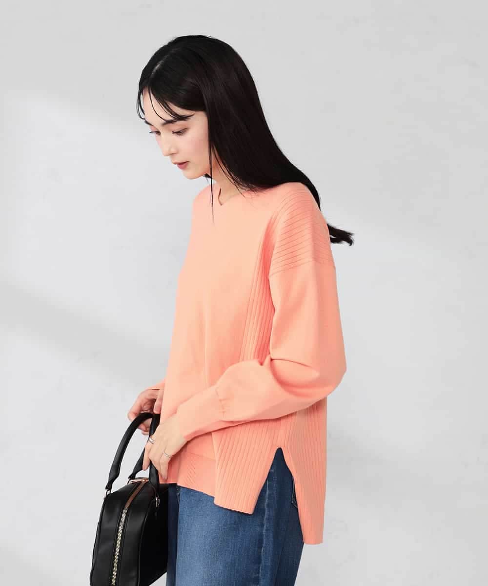 K2FBD66044 a.v.v(アー・ヴェ・ヴェ) サイドリブVネックニット オレンジ