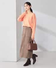 K2FBD66044 a.v.v(アー・ヴェ・ヴェ) サイドリブVネックニット オレンジ