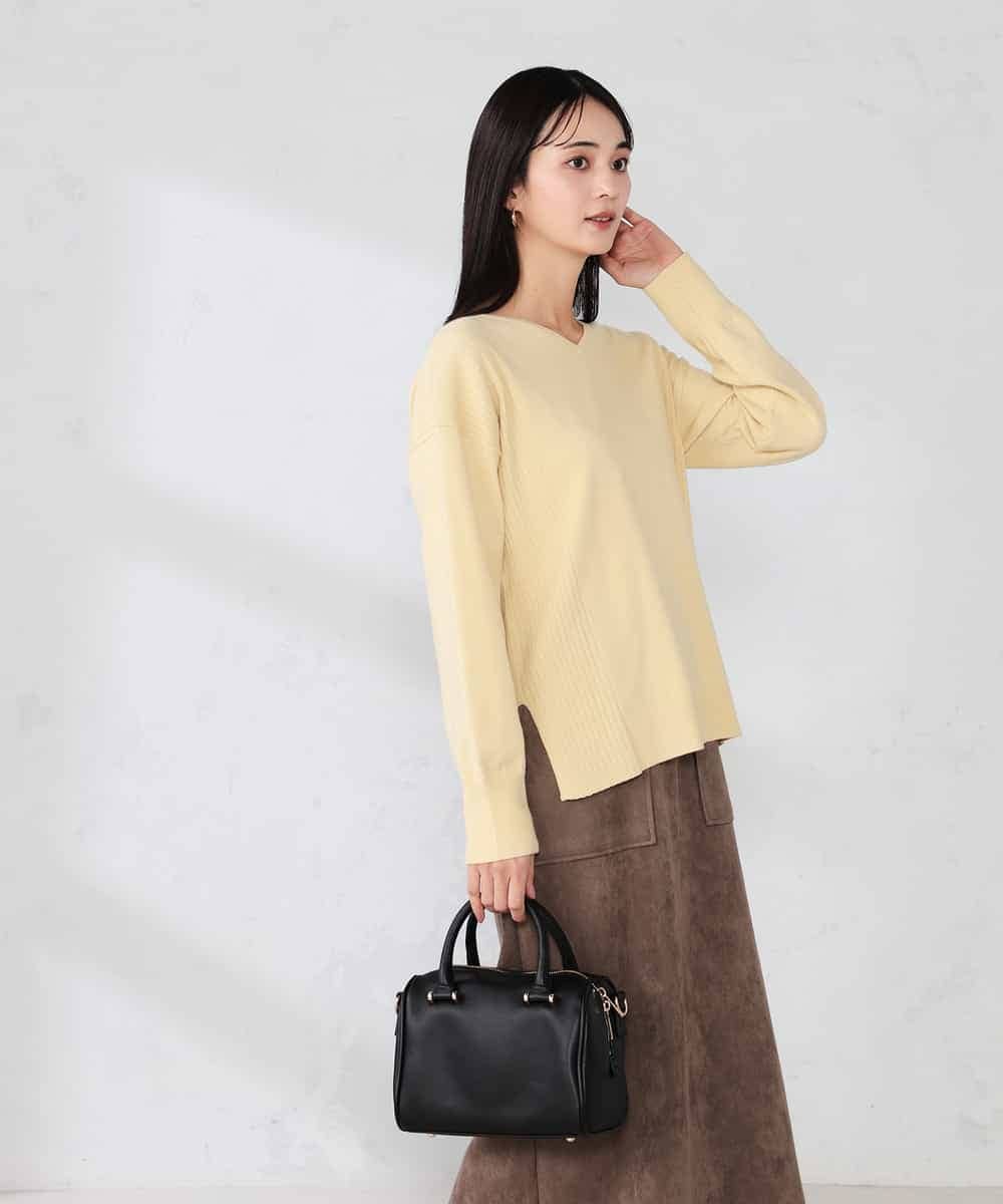 K2FBD66044 a.v.v(アー・ヴェ・ヴェ) サイドリブVネックニット オレンジ