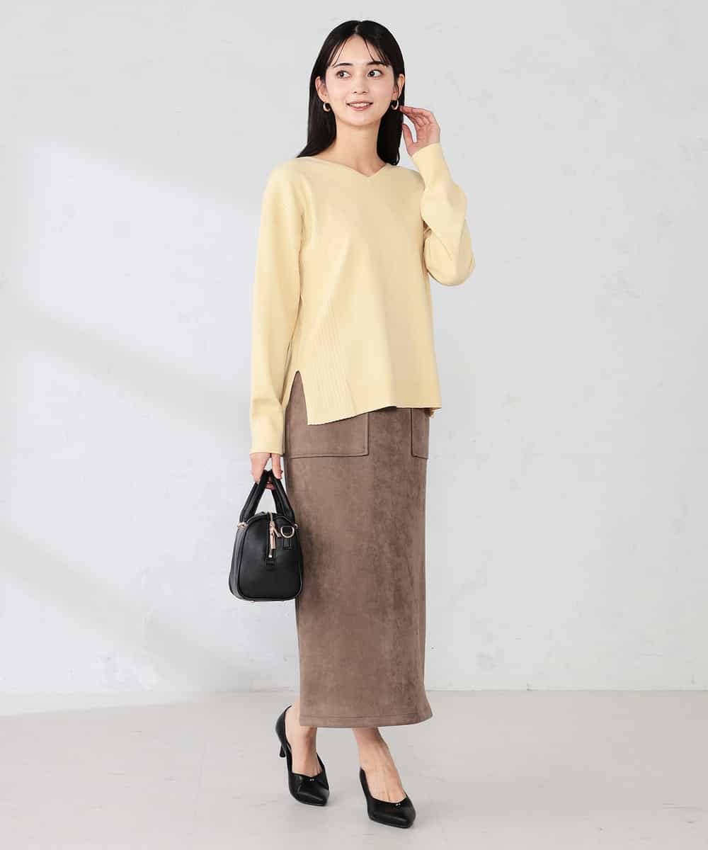 K2FBD66044 a.v.v(アー・ヴェ・ヴェ) サイドリブVネックニット オレンジ