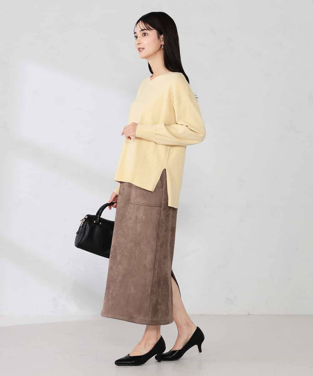 K2FBD66044 a.v.v(アー・ヴェ・ヴェ) サイドリブVネックニット オレンジ