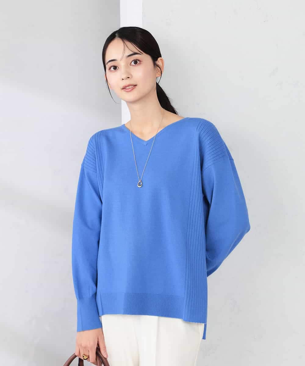 K2FBD66044 a.v.v(アー・ヴェ・ヴェ) サイドリブVネックニット オレンジ