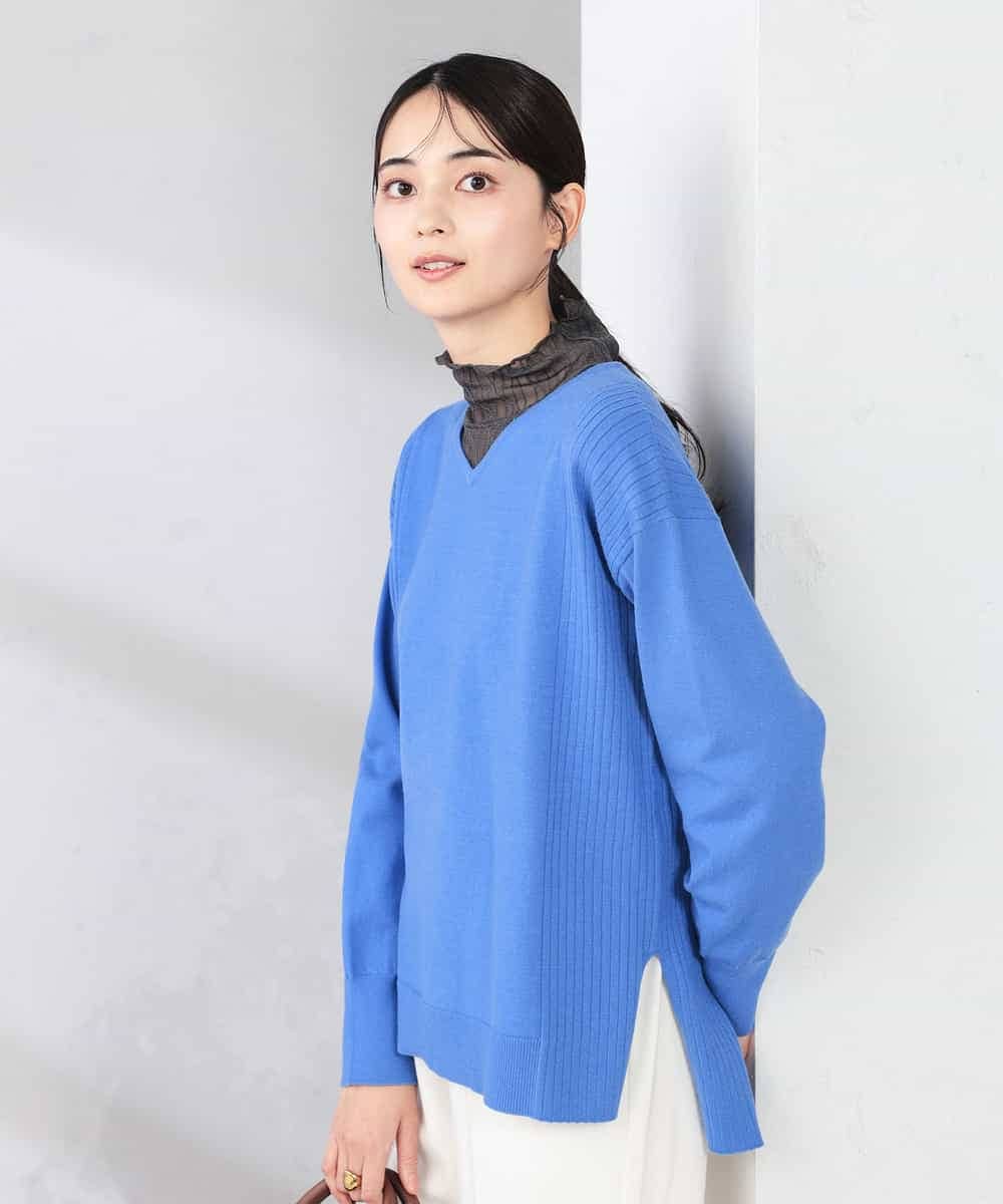 K2FBD66044 a.v.v(アー・ヴェ・ヴェ) サイドリブVネックニット オレンジ