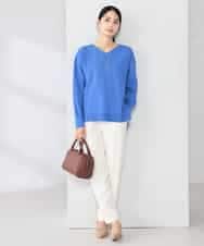 K2FBD66044 a.v.v(アー・ヴェ・ヴェ) サイドリブVネックニット オレンジ