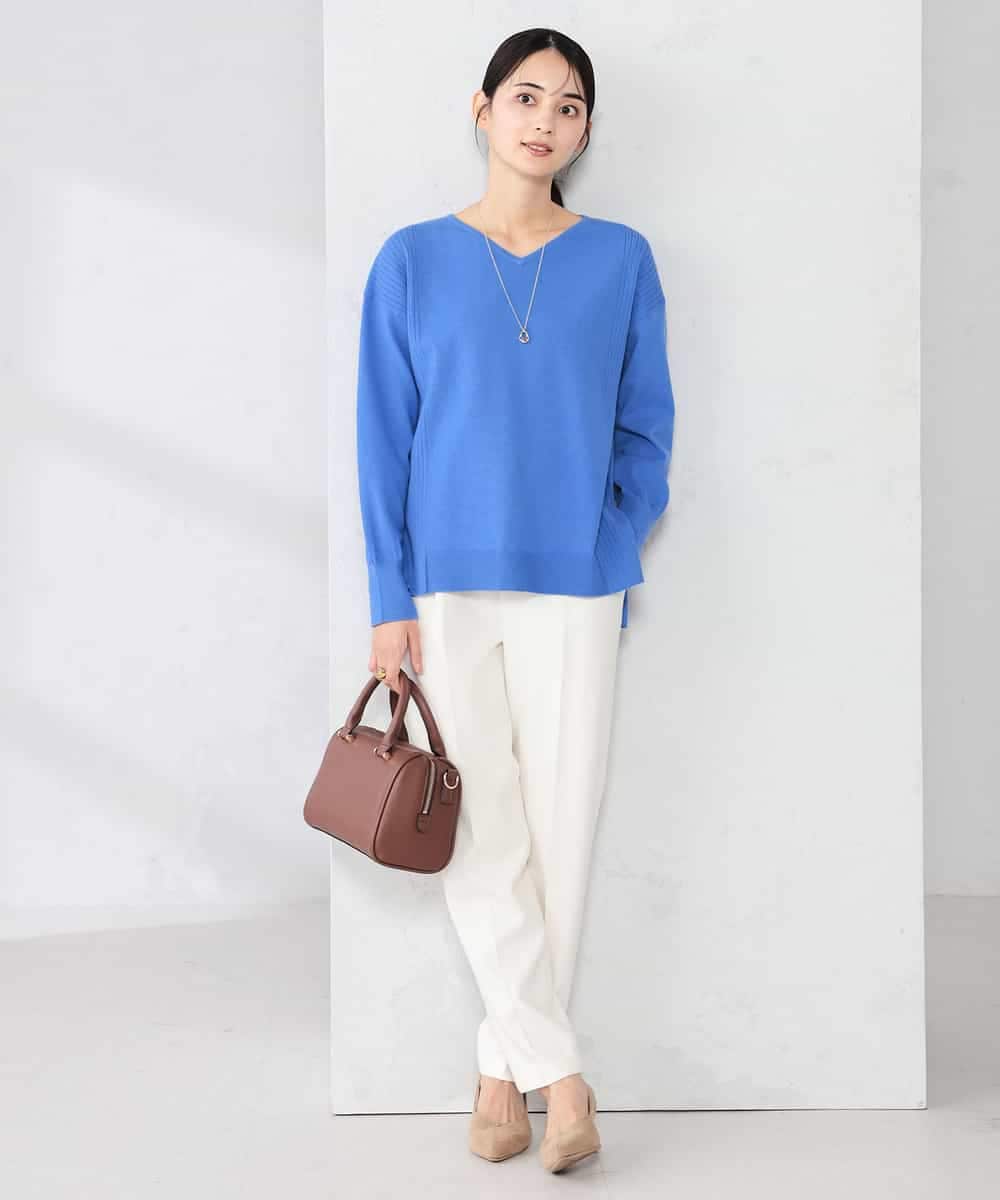 K2FBD66044 a.v.v(アー・ヴェ・ヴェ) サイドリブVネックニット オレンジ