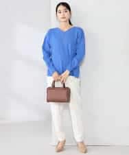 K2FBD66044 a.v.v(アー・ヴェ・ヴェ) サイドリブVネックニット オレンジ