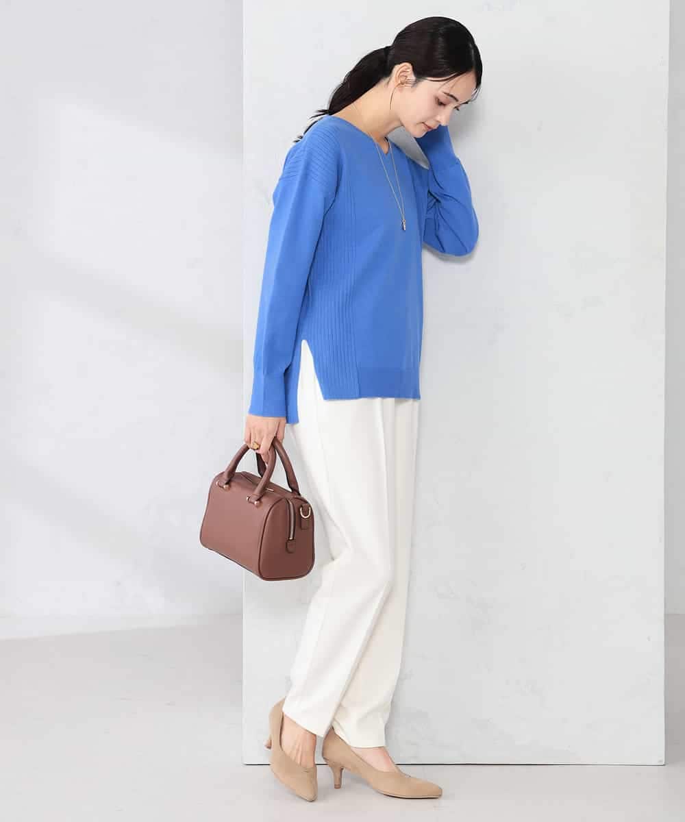 K2FBD66044 a.v.v(アー・ヴェ・ヴェ) サイドリブVネックニット オレンジ