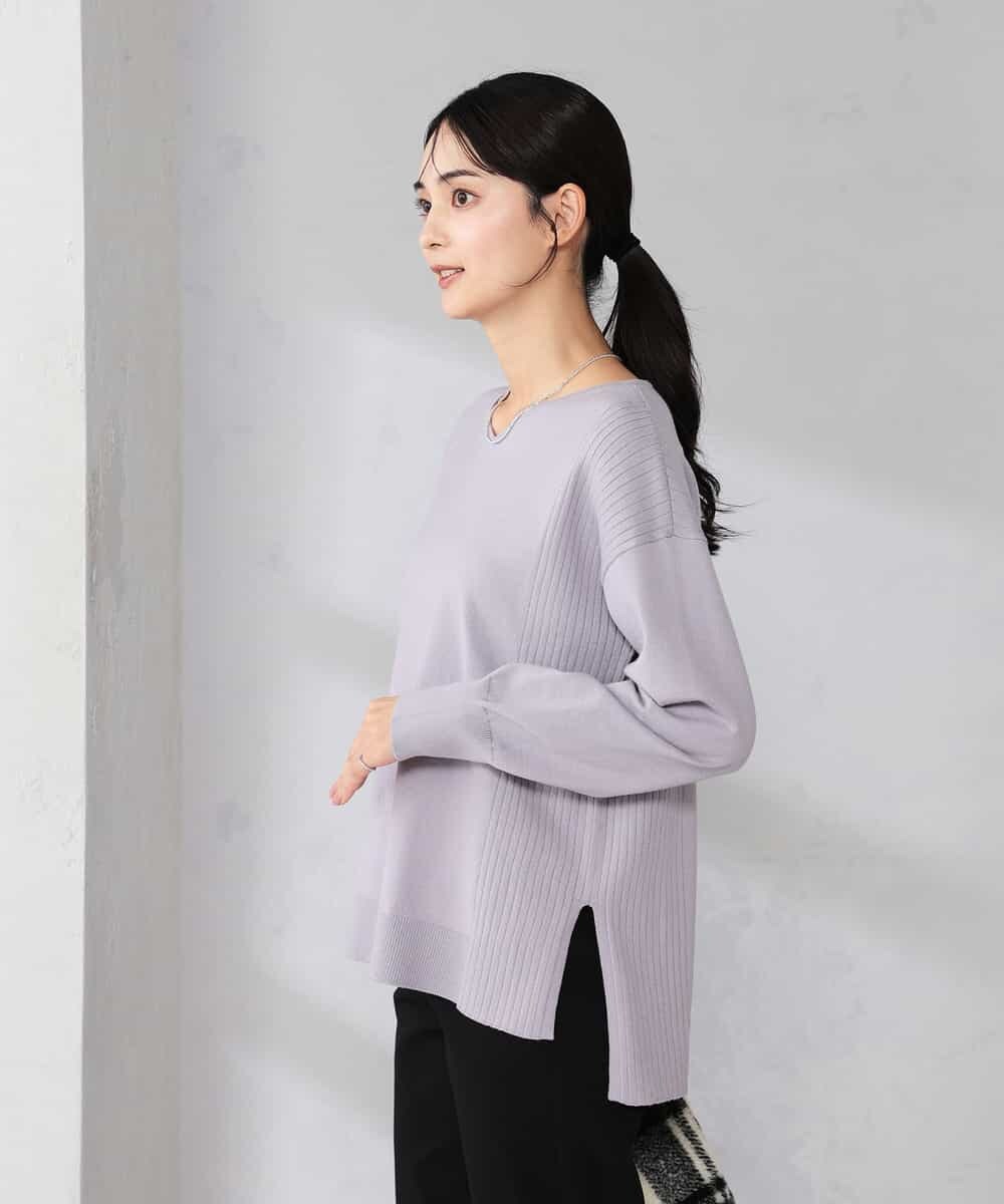 K2FBD66044 a.v.v(アー・ヴェ・ヴェ) サイドリブVネックニット オレンジ