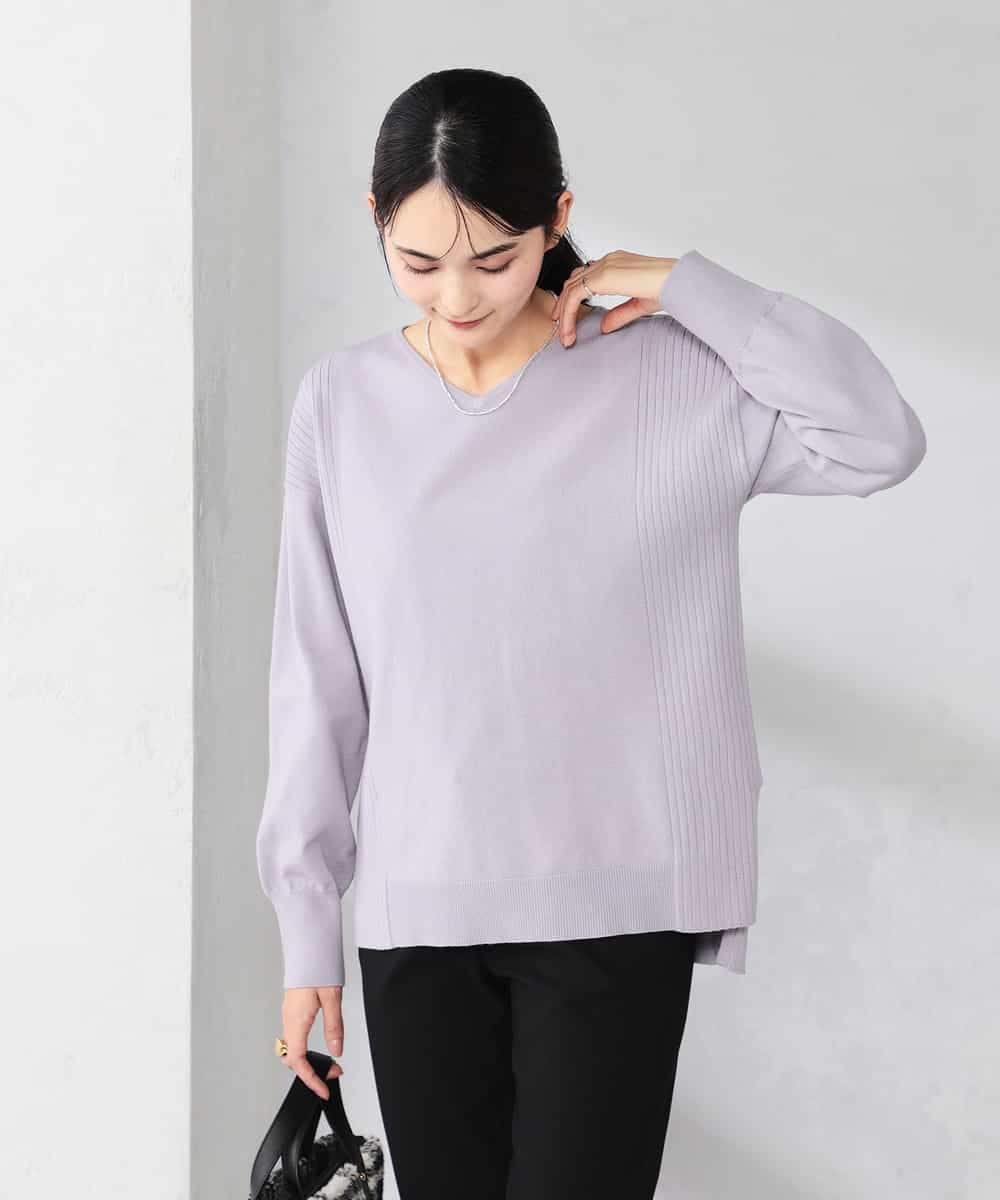 K2FBD66044 a.v.v(アー・ヴェ・ヴェ) サイドリブVネックニット オレンジ