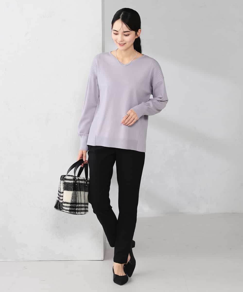 K2FBD66044 a.v.v(アー・ヴェ・ヴェ) サイドリブVネックニット オレンジ