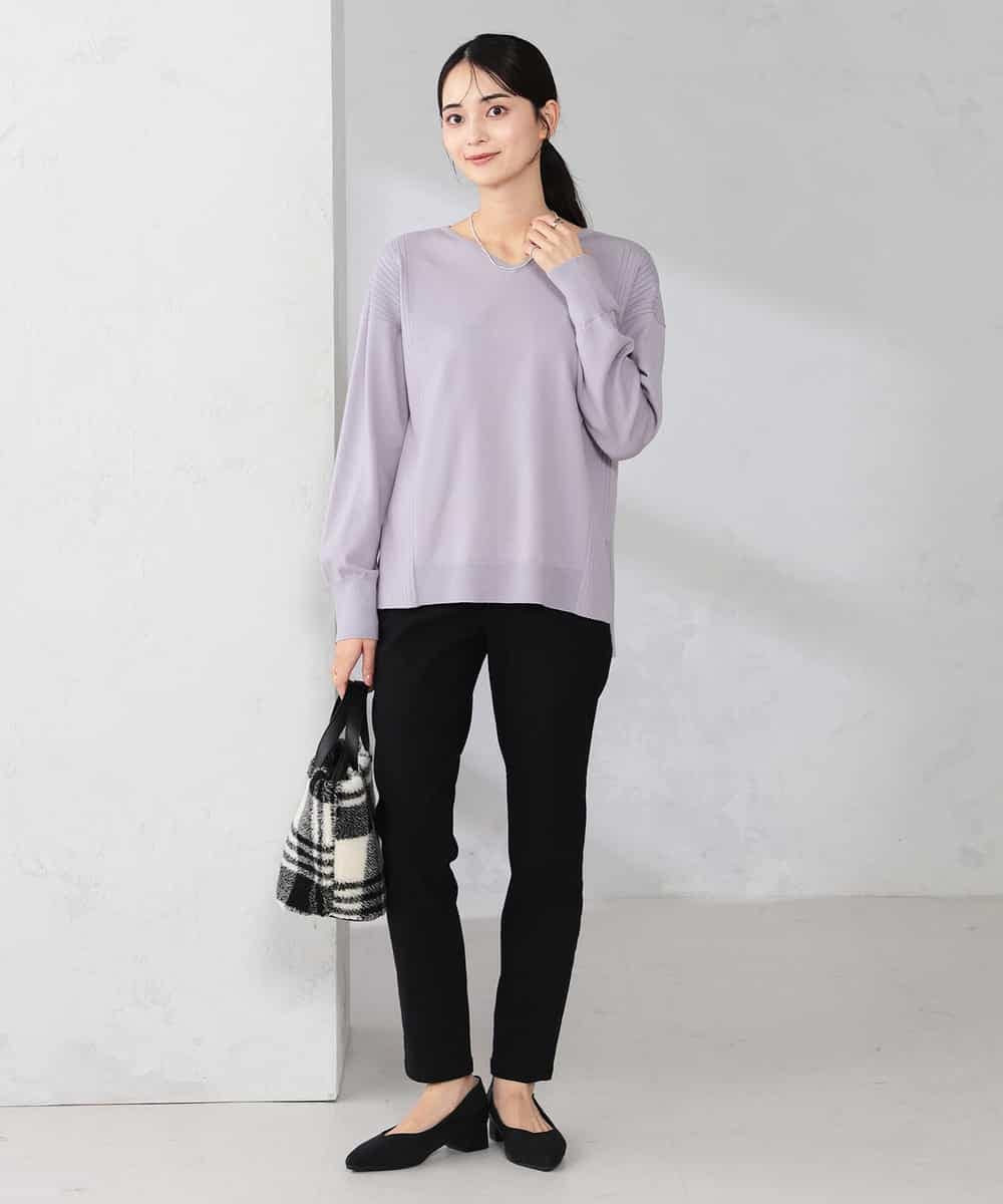 K2FBD66044 a.v.v(アー・ヴェ・ヴェ) サイドリブVネックニット オレンジ