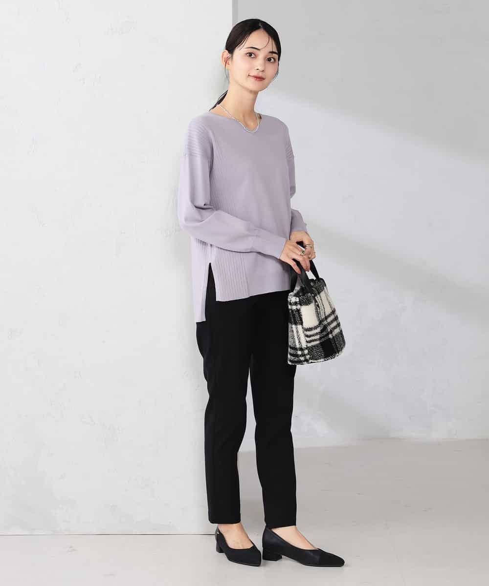 K2FBD66044 a.v.v(アー・ヴェ・ヴェ) サイドリブVネックニット オレンジ