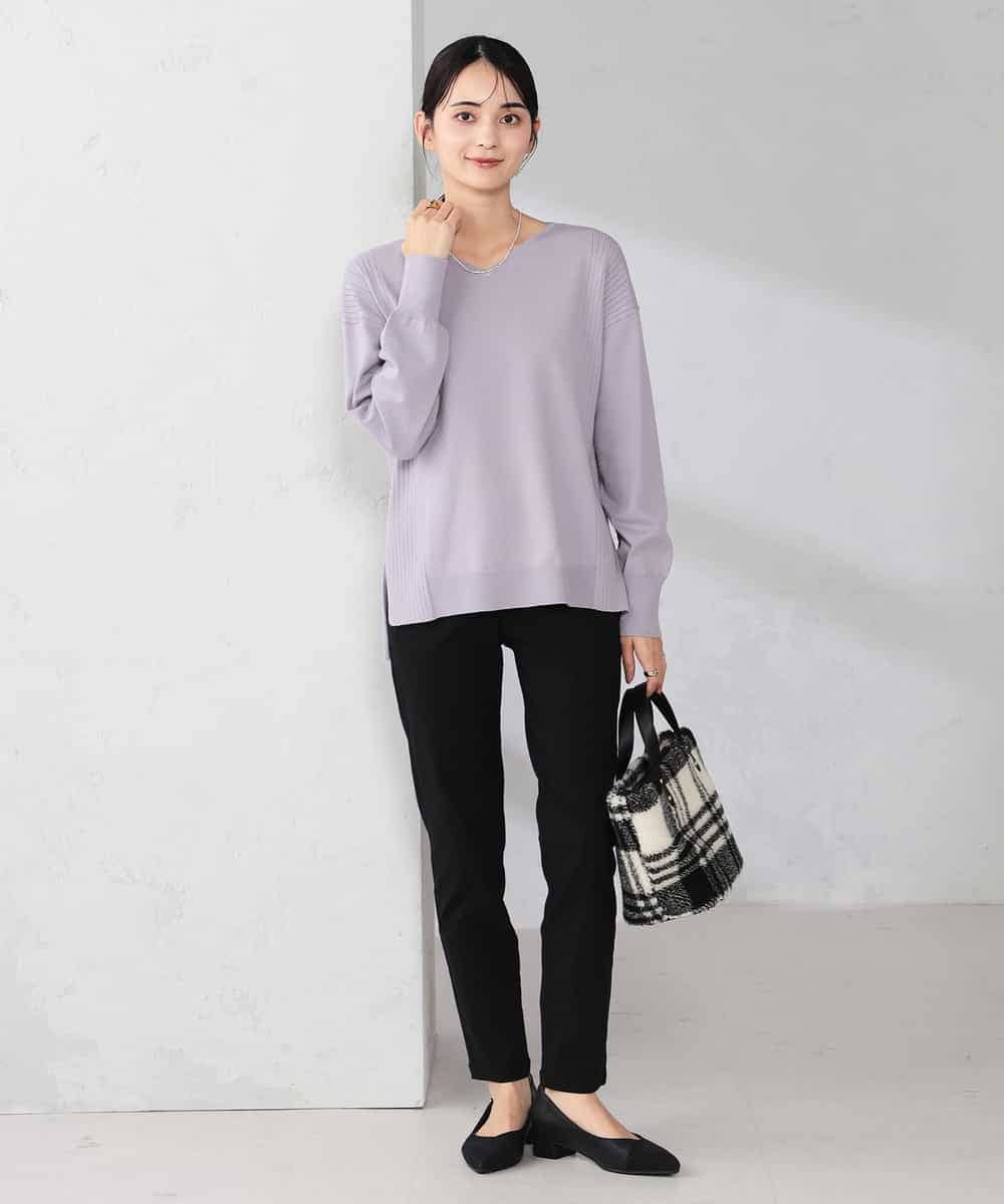 K2FBD66044 a.v.v(アー・ヴェ・ヴェ) サイドリブVネックニット オレンジ