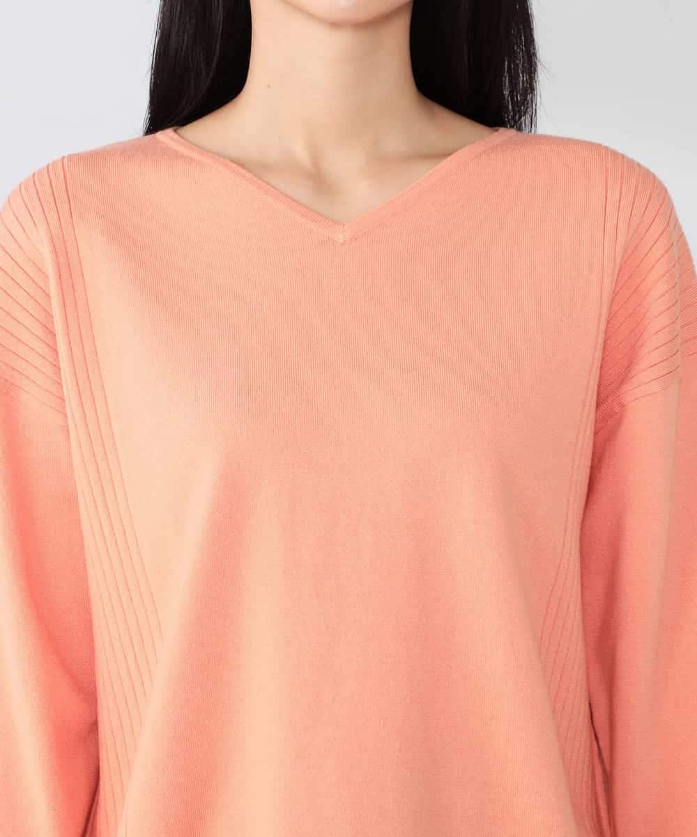 K2FBD66044 a.v.v(アー・ヴェ・ヴェ) サイドリブVネックニット オレンジ