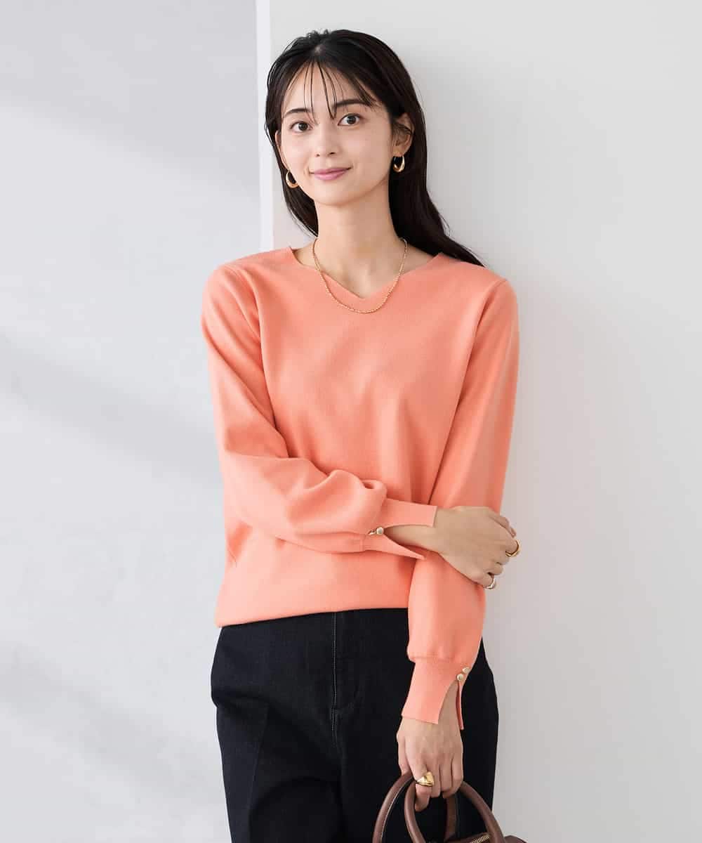 K2FBD71044 a.v.v(アー・ヴェ・ヴェ) 【WEB限定】ゴールドボタンVネックニット ピンク