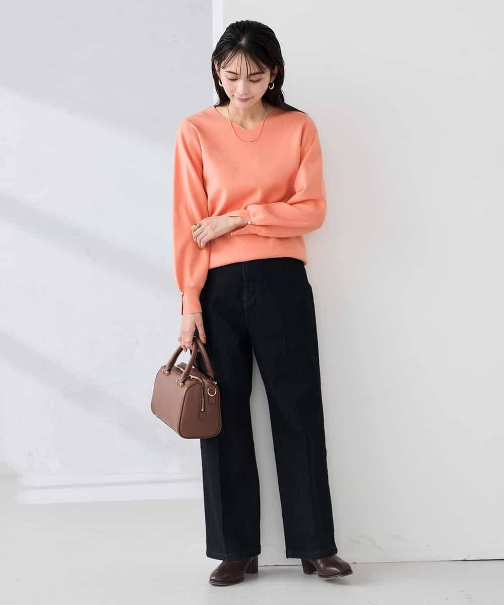 K2FBD71044 a.v.v(アー・ヴェ・ヴェ) 【WEB限定】ゴールドボタンVネックニット ピンク