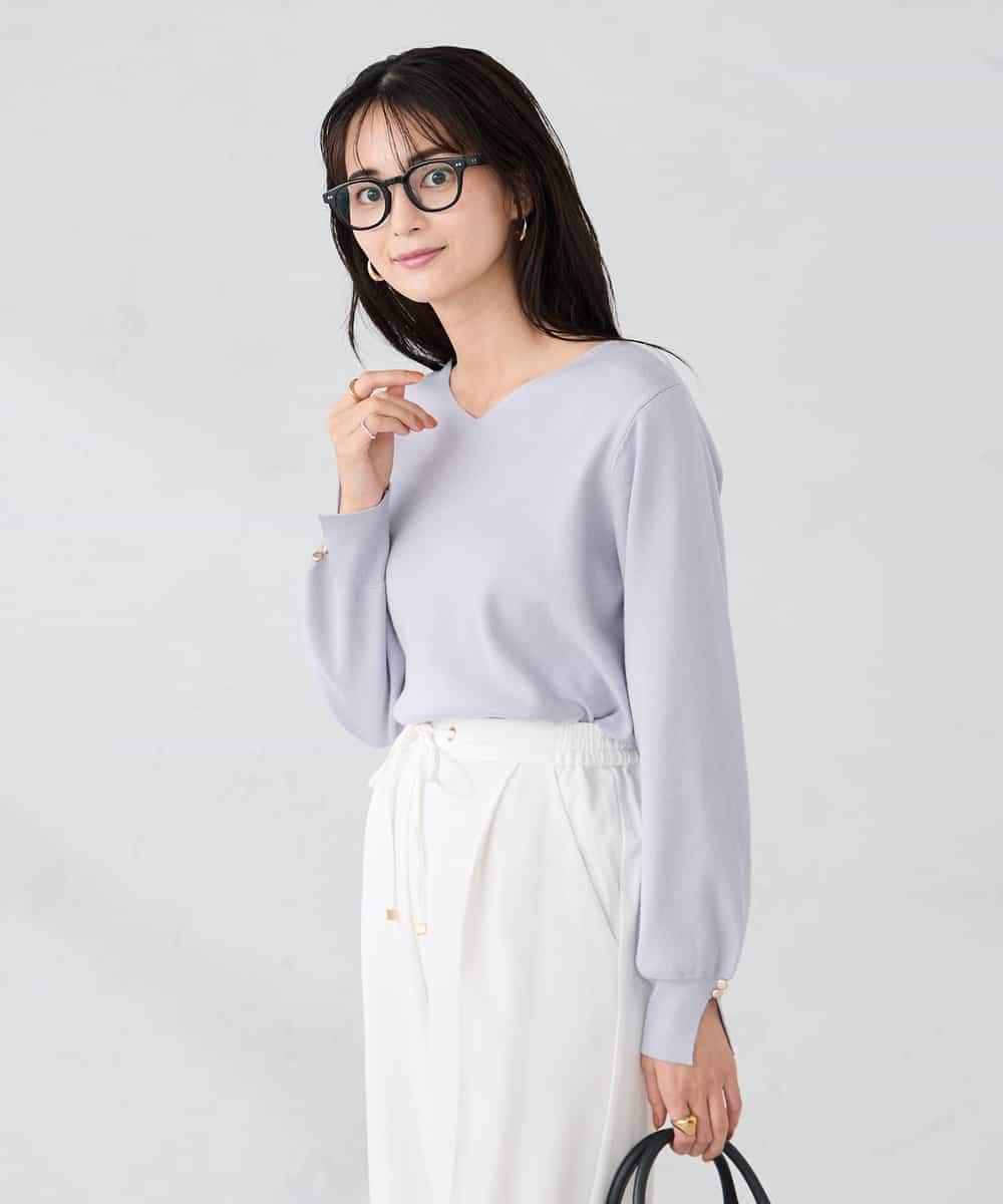 K2FBD71044 a.v.v(アー・ヴェ・ヴェ) 【WEB限定】ゴールドボタンVネックニット ピンク