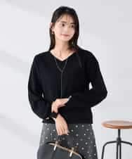 K2FBD71044 a.v.v(アー・ヴェ・ヴェ) 【WEB限定】ゴールドボタンVネックニット ブラック