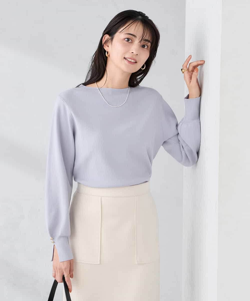 K2FBD72044 a.v.v(アー・ヴェ・ヴェ) 【WEB限定】ゴールドボタンボートネックニット ブラック