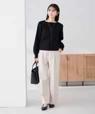 K2FBD72044 a.v.v(アー・ヴェ・ヴェ) 【WEB限定】ゴールドボタンボートネックニット ブラック