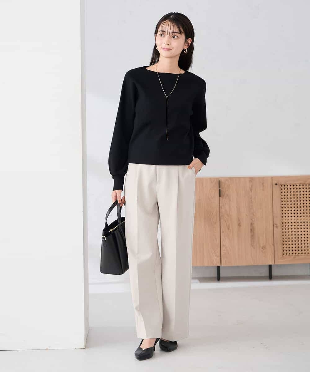 K2FBD72044 a.v.v(アー・ヴェ・ヴェ) 【WEB限定】ゴールドボタンボートネックニット ブラック