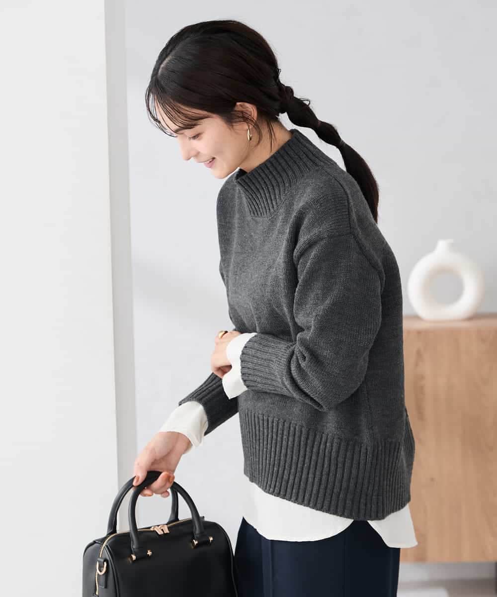 K2FBD73044 a.v.v(アー・ヴェ・ヴェ) 【WEB限定】クロップドバックスリットニット ダークグレー