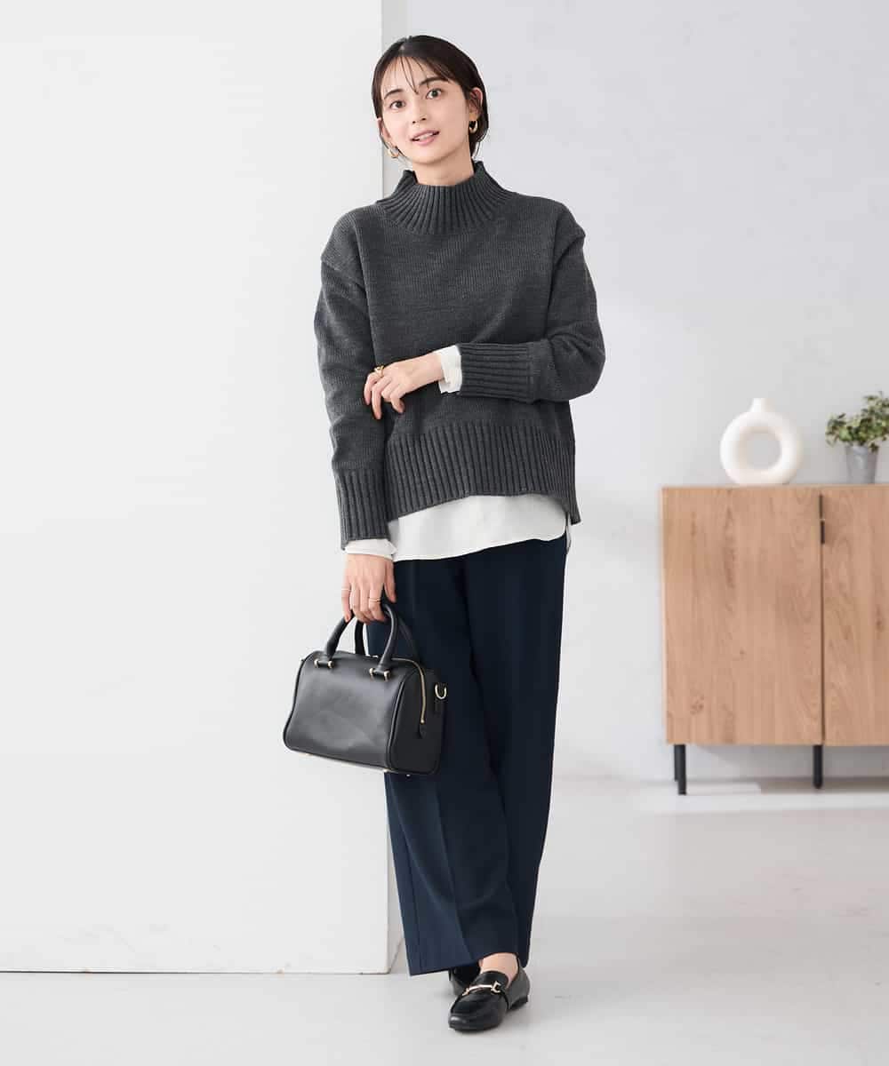 K2FBD73044 a.v.v(アー・ヴェ・ヴェ) 【WEB限定】クロップドバックスリットニット ダークグレー