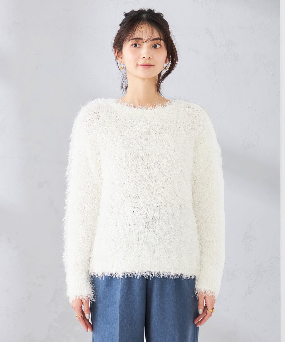 K2FDD04054 a.v.v(アー・ヴェ・ヴェ) ラメフェザーニット アイボリー