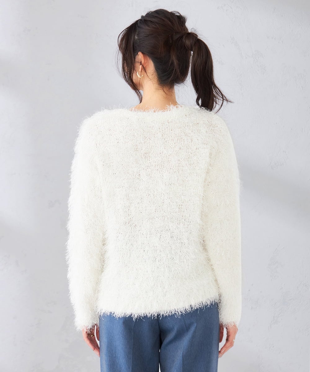 K2FDD04054 a.v.v(アー・ヴェ・ヴェ) ラメフェザーニット アイボリー