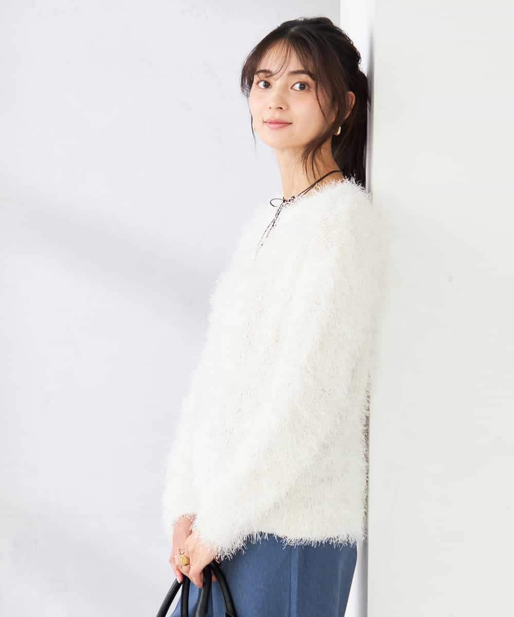 K2FDD04054 a.v.v(アー・ヴェ・ヴェ) ラメフェザーニット アイボリー