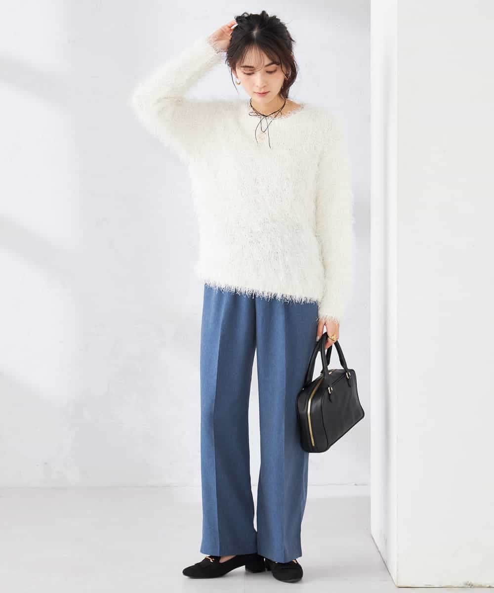 K2FDD04054 a.v.v(アー・ヴェ・ヴェ) ラメフェザーニット アイボリー