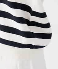 K2FDD07059 a.v.v(アー・ヴェ・ヴェ) ヘンリーネックボーダーニット アイボリー×ライトブルー