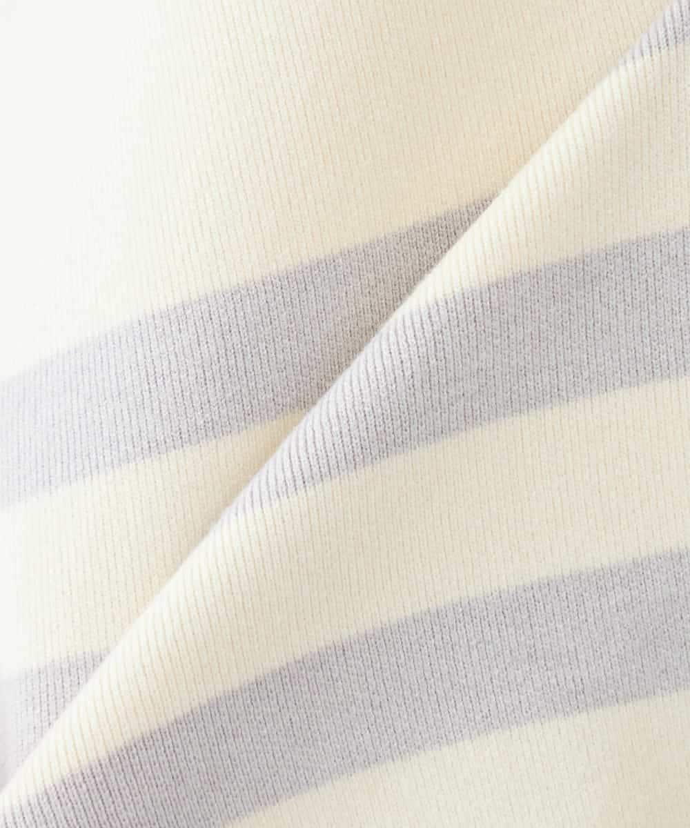 K2FDD07059 a.v.v(アー・ヴェ・ヴェ) ヘンリーネックボーダーニット アイボリー×ライトブルー