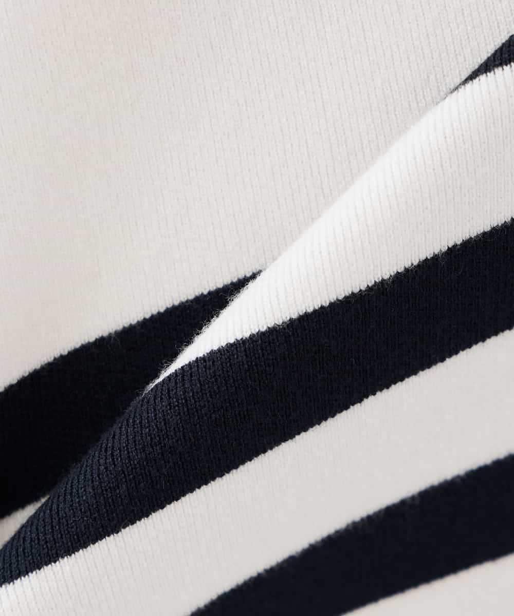 K2FDD07059 a.v.v(アー・ヴェ・ヴェ) ヘンリーネックボーダーニット アイボリー×ライトブルー